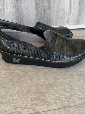 Alegria Debra leather slip-on shoes Clogs Women's 14 44 Black Gray Boho Academia